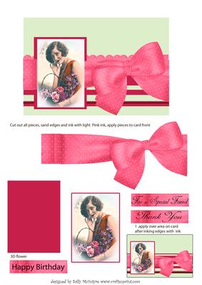 Design a Card 3 Vintage Lady , Cut ,sand, Ink and Apply To
