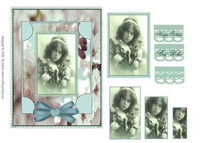 Antique Pyramid Ladies Card Girl Happy Birthday Best Wishes
