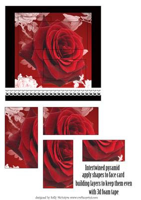 Intertwined Pyramid Red Roses and Lace