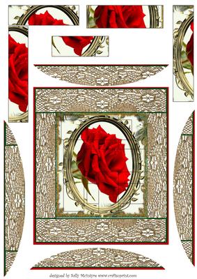 Intertwined Pyramid Red Rose in Gold