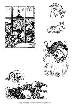Vintage Xmas Scene Digital Stamps