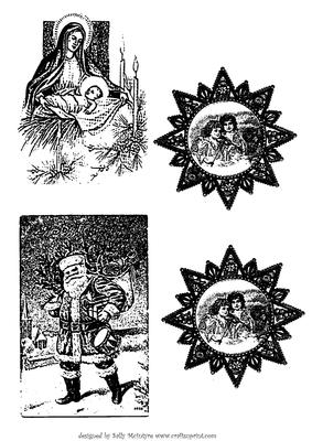 Vintage Xmas Scene Digital Stamps