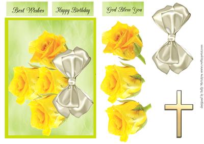 Golden Rose Wit Bow and Optional Gold Cross