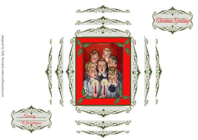 Christmas Caroling Vintage Edge Pyramid Beautiful Card