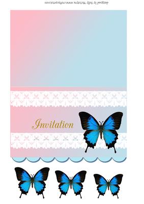 Invitation Blue Butterfly and Lace Quick Card