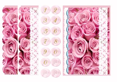 Pretty Pink Roses Side Pyramid Numbers 1-9 & 0 to Make Any A
