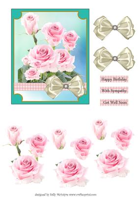 Pink Roses Happy Birthday Get Well Soon with Sympathy