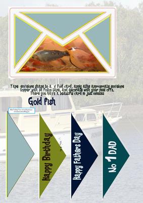 Envelope Card Gold Fish Fathers Day No 1 Dad Happy Birthday and Congratulations1