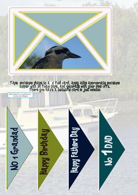 Envelope Card Kookaburra Fathers Day No 1 Dad Happy Birthday and Congratulations1