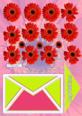 Gerberas for Decopage Envelpe Card Congratulations Pink1