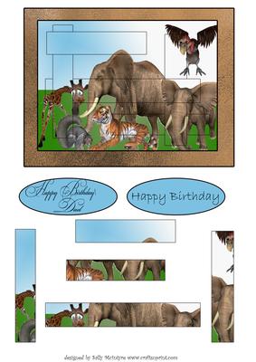 Intertwined Pyramid Jungle Animals Happy Birthday Dad Happy