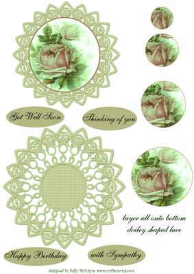 Vintage Rose Card in Green for Many Occasions
