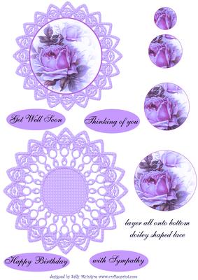 Vintage Rose Card in Lilac for Many Occasions