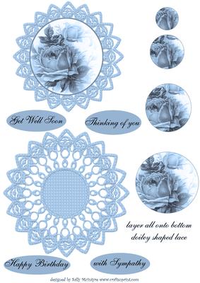 Vintage Rose Card in Blue for Many Occasions