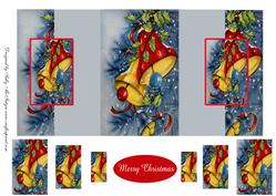 Double Fold Back Christmas Bells Merry Christmas