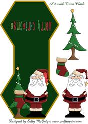 Rocker Card in Christmas Green Santa Merry Christmas