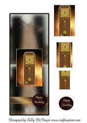 Vertical Fold Back Grandfather Clock Male Card