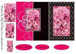 Swirls Foldback Card Happy Birthday Congratulations