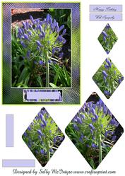 Purple Floral Diamond Pyramid Hapy Birthday with Sympathy A