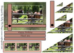 Horse Lovers 2 Card Sheet Happy Birthday Thank You and Blank