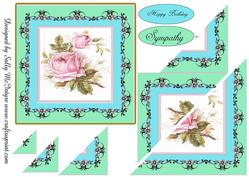 With Sympathy Happy Birthday Roses and Lace Card