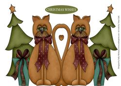 Christmas Cat and Tree Shaped Card