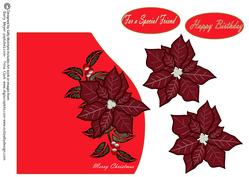 Print Cut and Fold Christmas Poinsettia or December Birthday