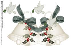 Xmas Bell Shaped Card with Decoupaged Dove