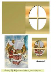 Santa Down the Chimney Window Card
