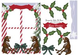 Candy Stripe Window with Reindeer