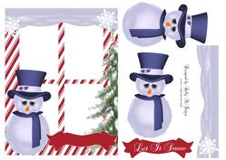 Candy Stripe Window with Snow Man