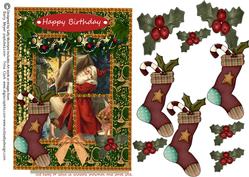 Cut Away or Leave in Window Santa Clauss with Stockings