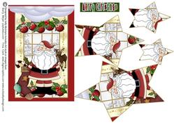 Star Shaped Christmas Window Card Santa Merry Christmas