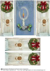 Through My Door a Merry Christmas Lighted Candle.