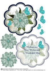 Shell Circle with Dimensional Flowers and Butterflies With