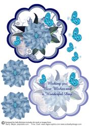 Shell Circle with Dimensional Flowers and Butterflies