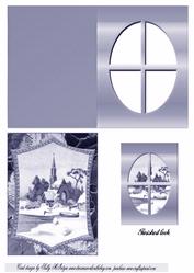 Vintage Snow Time Scene Window Card in Blue