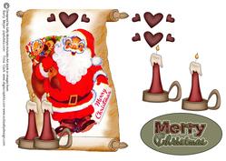 Santa and Holly Merry Christmas Scroll