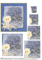 Candle in the Snow Pyramid Faux Shell Corner Stacker