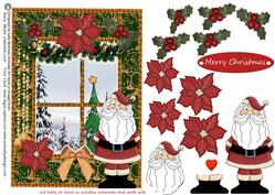 Cut Out or Leave in Window Santa Snow Window
