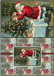 Santa at the Christmas Tree Foldback Card.