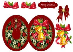 Traditional Xmas Oval Card with Step by Step Merry Christmas