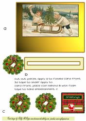 Christmas Wreath Slider Card Vintage in the Snow Optional 3D and Instructions