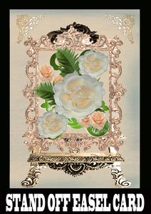 Rose Gold Easel Card with Cream Roses