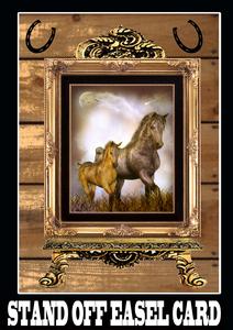 Stand Off Easel Card Horses in the Field Pyramid Front
