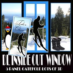 Snow Ski'ing Take a Chance 5 Leaf Card with 3D & Instructions
