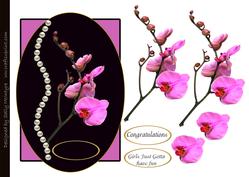 Hot Pink & Blacksingapore Orchids and Pearls