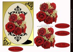Golden Glow Red Roses Multi Sentiment Card