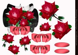 Red Roses on Background 3D Elements and Bow