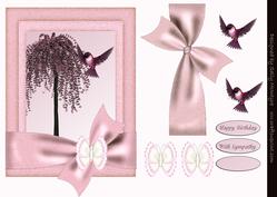 Pretty Framed Butterfly,bird and Cherry Tree